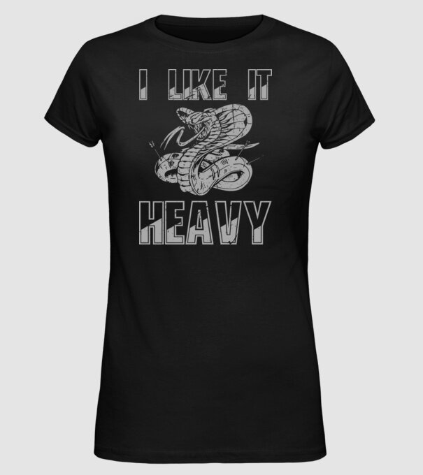 I like it heavy model negru pe tricou