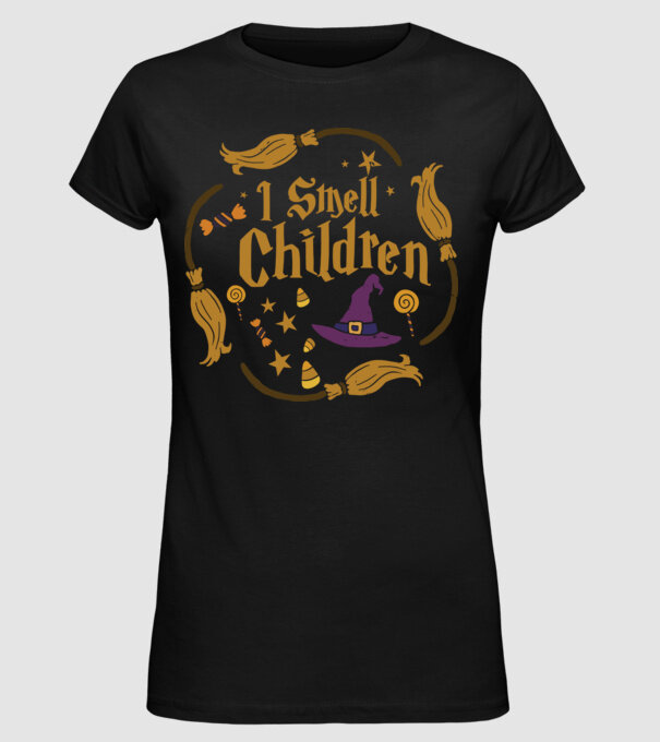 I smell children model negru pe tricou