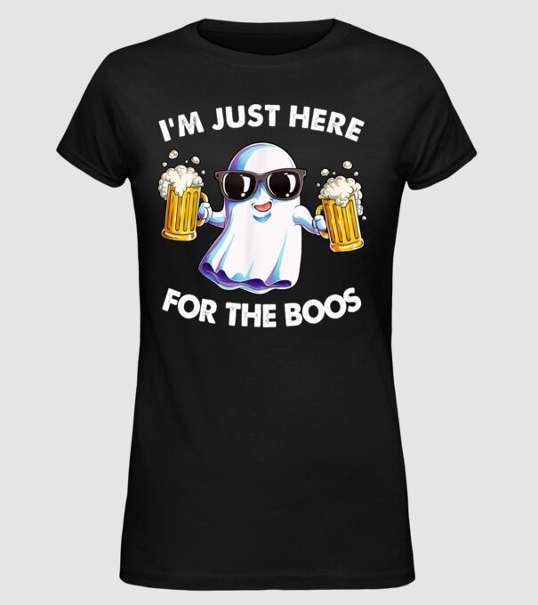 Im just here for the boos model negru pe tricou
