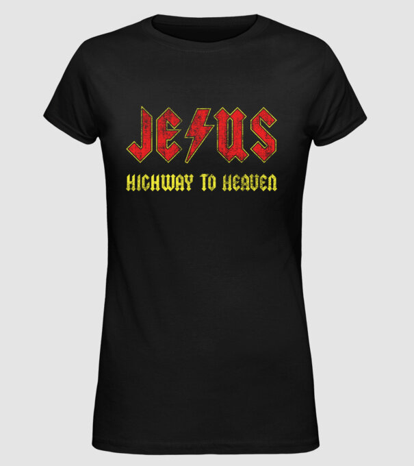 JESUS HIGHWAY TO HEAVEN model negru pe tricou