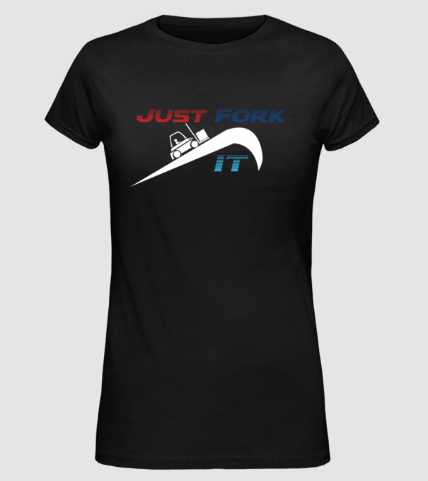 Just Fork It model negru pe tricou