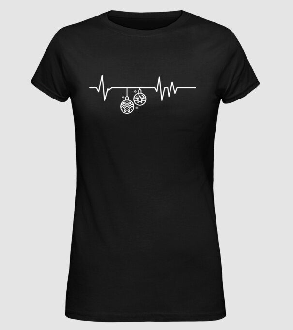 heartbeat Crăciun model negru pe tricou