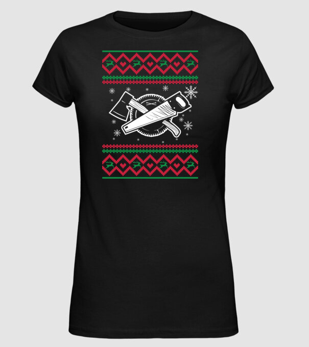 Model tricotat de Crăciun - tâmplar model negru pe tricou
