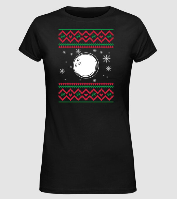 Model tricotat de Crăciun - bowling model negru pe tricou
