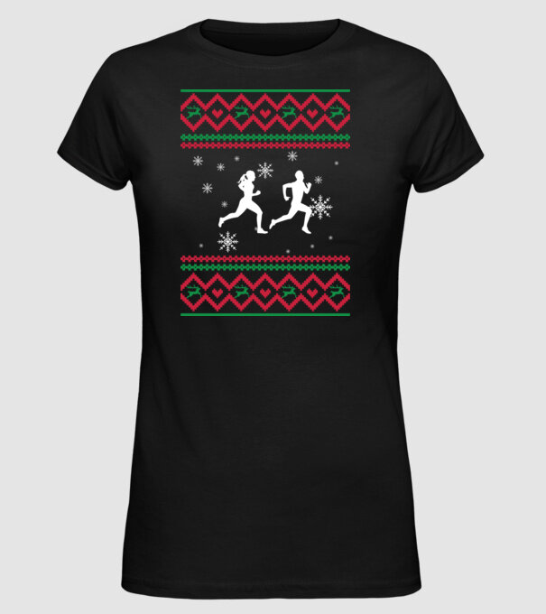 Model tricotat de Crăciun - alergători model negru pe tricou