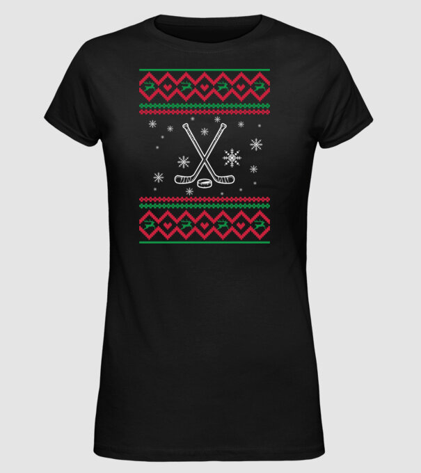 Model tricotat de Crăciun - hochei model negru pe tricou