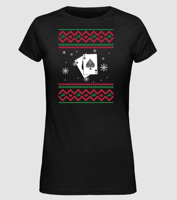 Model tricotat de Crăciun - poker model negru pe tricou
