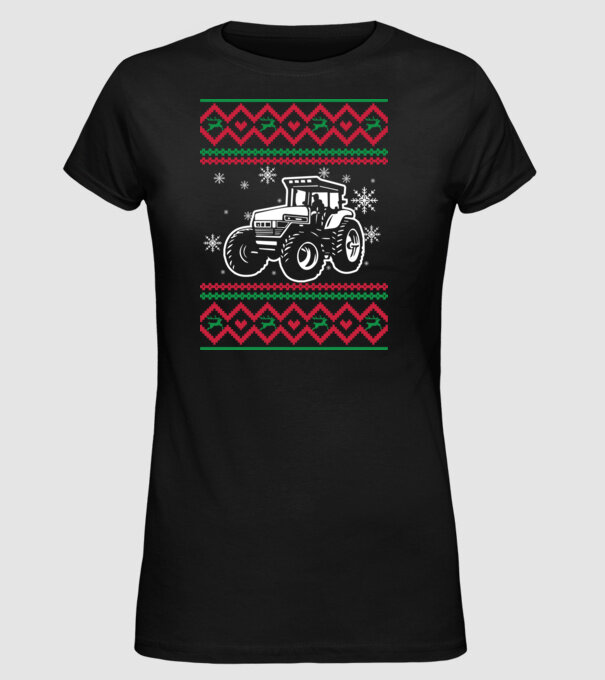 Model tricotat de Crăciun - tractorist model negru pe tricou