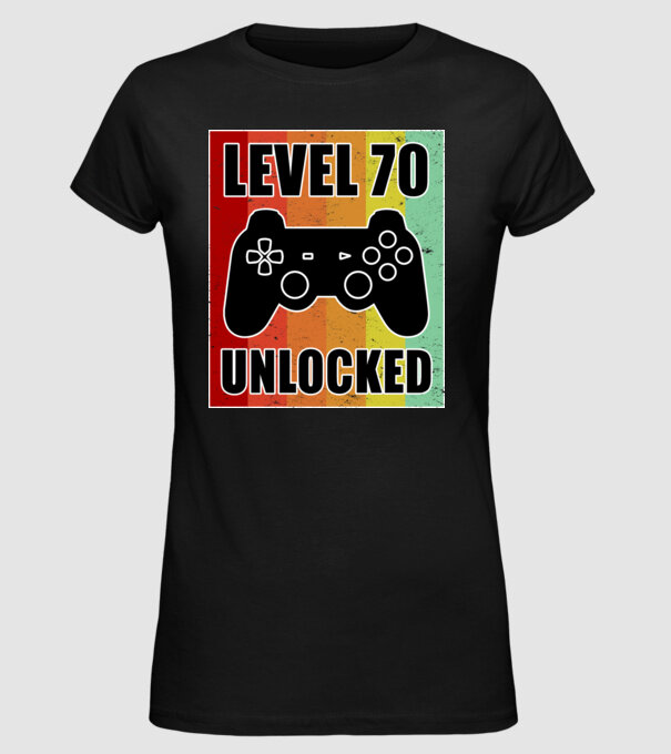 level 70 unlocked retro gamer model negru pe tricou