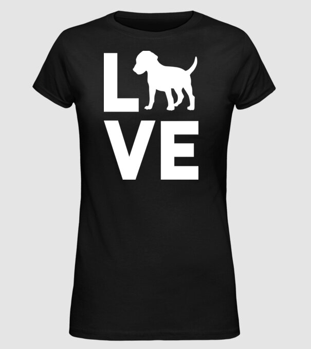 LOVE Beagle model negru pe tricou