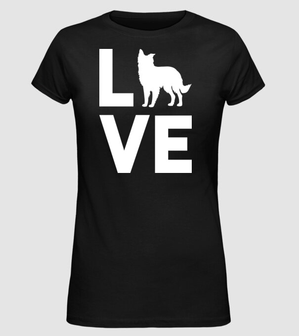 LOVE Border Collie model negru pe tricou