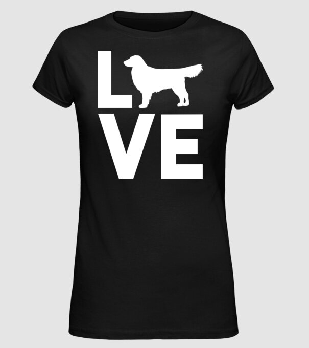LOVE Golden Retriever model negru pe tricou