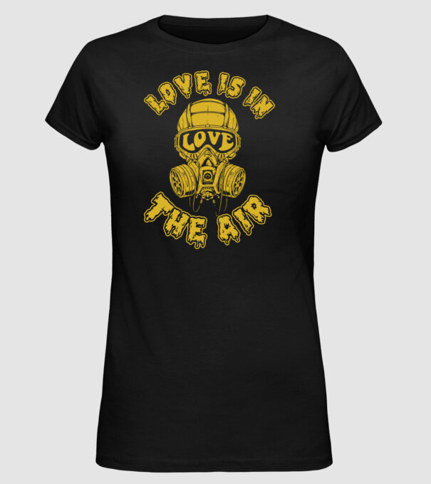 Love is in the air yellow model negru pe tricou
