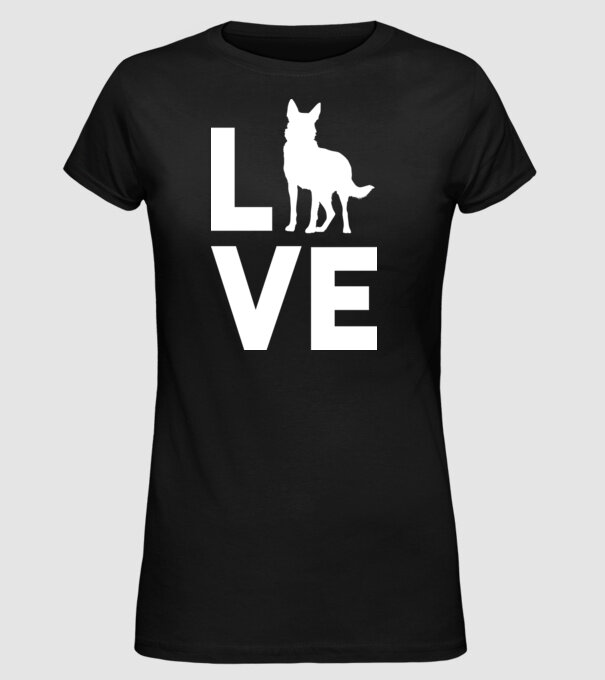 LOVE ciobănesc german model negru pe tricou
