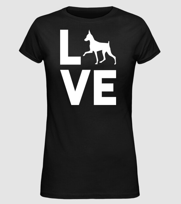 LOVE Pinscher model negru pe tricou