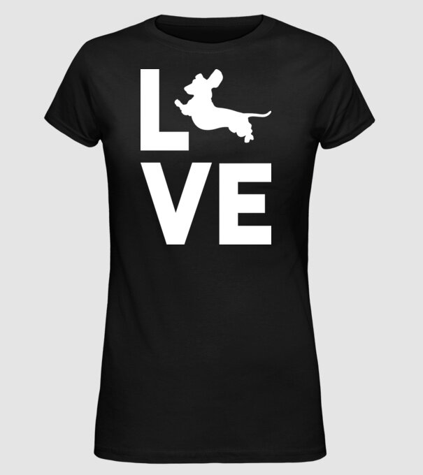 LOVE Teckel model negru pe tricou