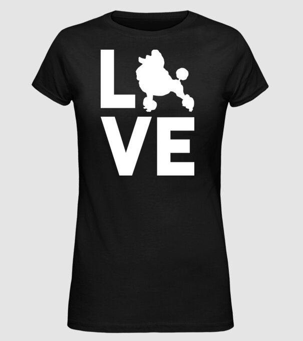 LOVE Pudel model negru pe tricou