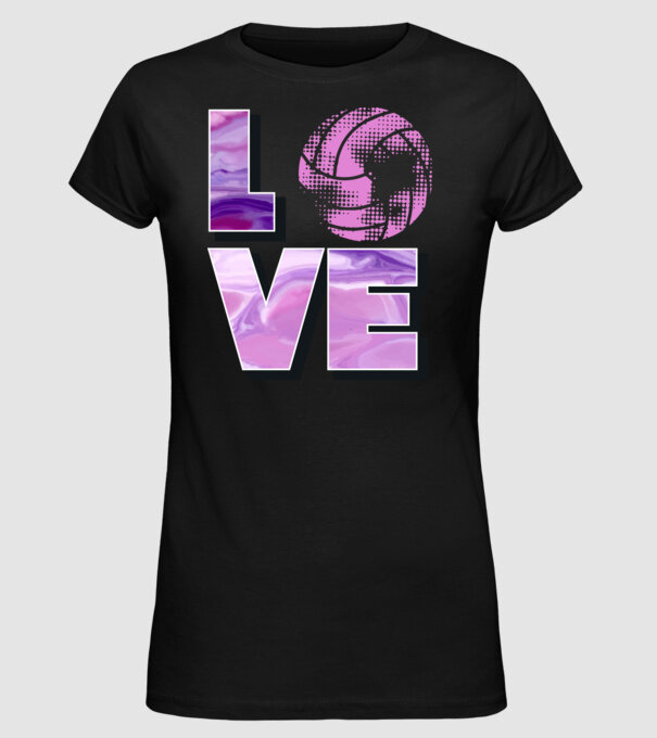 Love volleyball model negru pe tricou