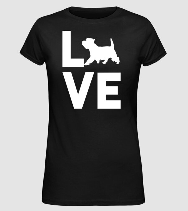 LOVE Westie model negru pe tricou