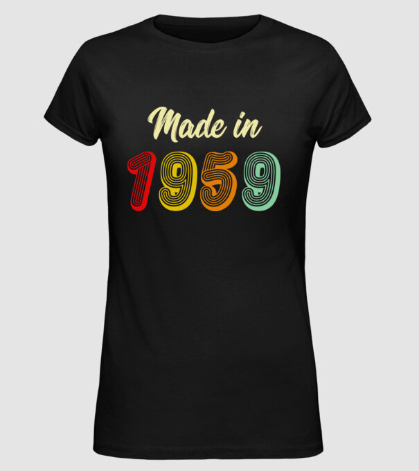 made in 1959 retro model negru pe tricou