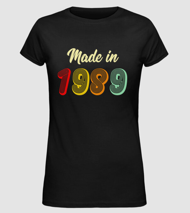 made in 1989 retro model negru pe tricou