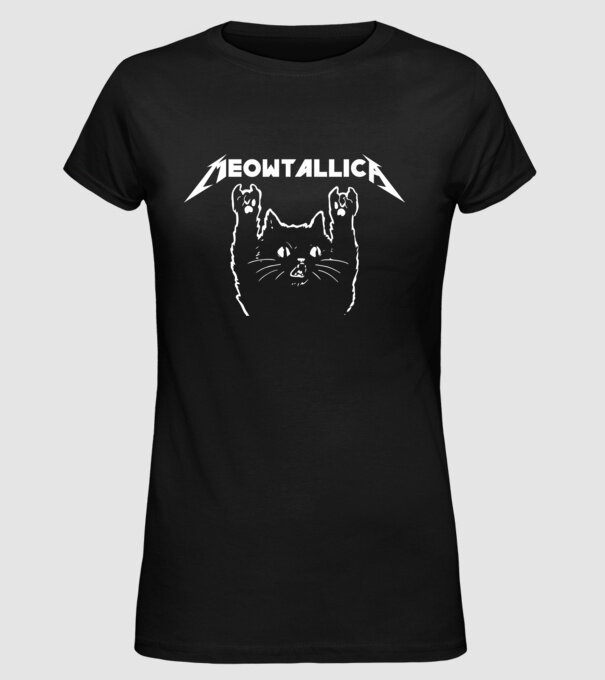 Meowtalica model negru pe tricou