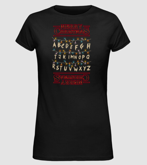 Merry Stranger Christmas model negru pe tricou