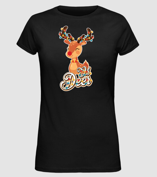 Oh deer model negru pe tricou