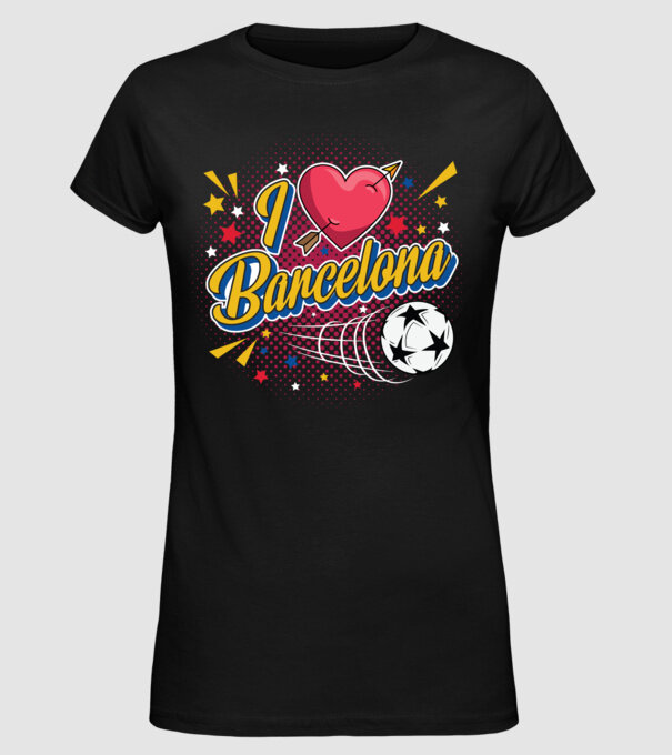 Popart Barcelona model negru pe tricou