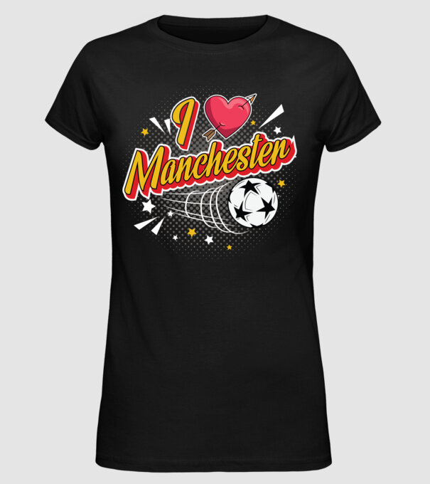 Popart Manchester model negru pe tricou
