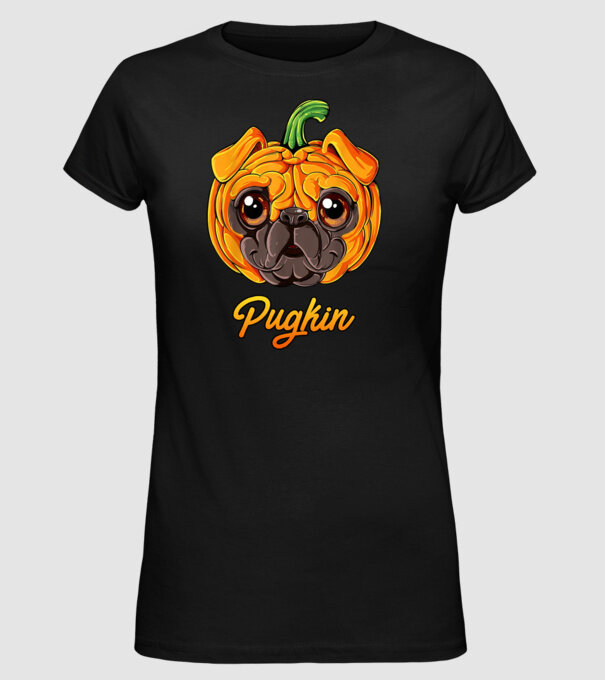 Pugkin model negru pe tricou