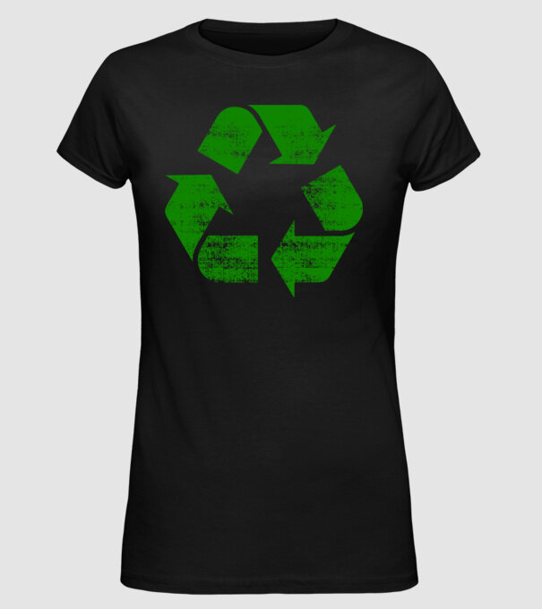 RECYCLE model negru pe tricou