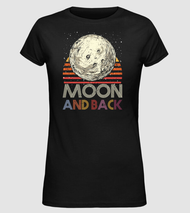 Retro vintage love you to the moon and back MOON model negru pe tricou
