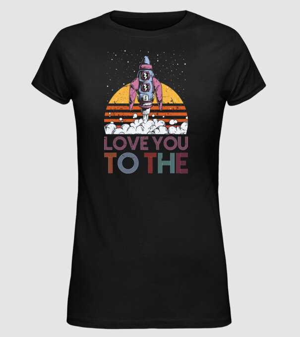 Retro vintage love you to the moon and back ROCKET model negru pe tricou