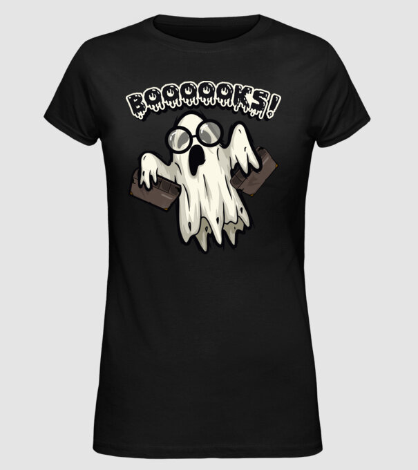 Spooky boookworm model negru pe tricou