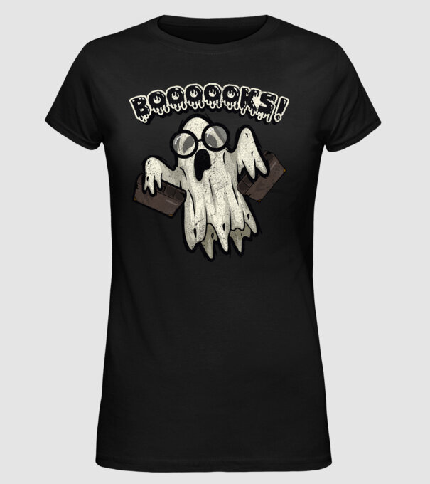 Spooky booookworm model negru pe tricou