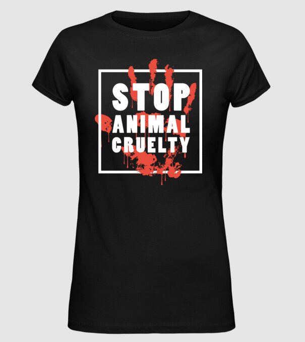 Stop animal cruelty model negru pe tricou