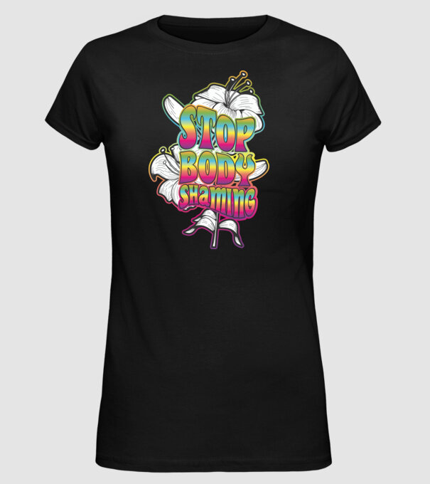 Stop body shaming lily model negru pe tricou