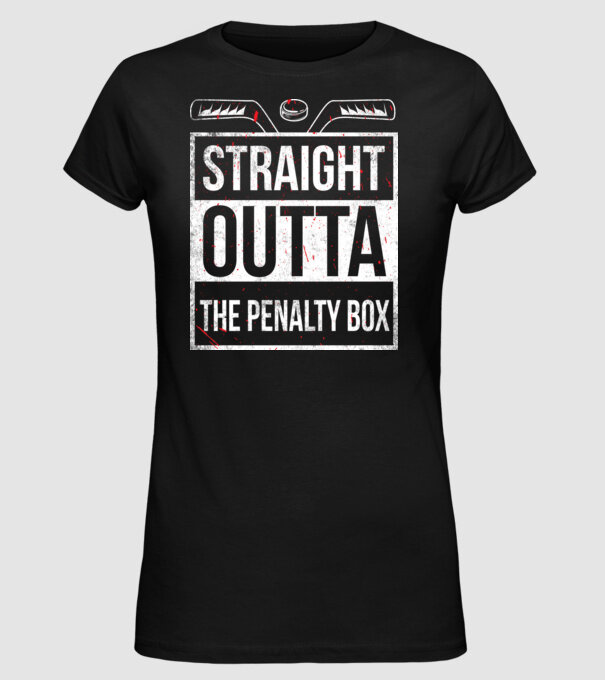 Straight outta the penalty box model negru pe tricou
