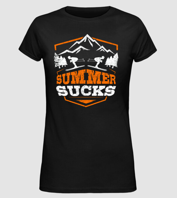 Summer sucks model negru pe tricou