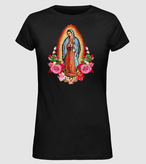 Fecioara Maria model negru pe tricou