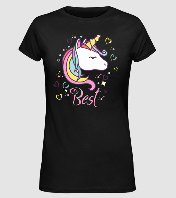 Unicorn Best model negru pe tricou