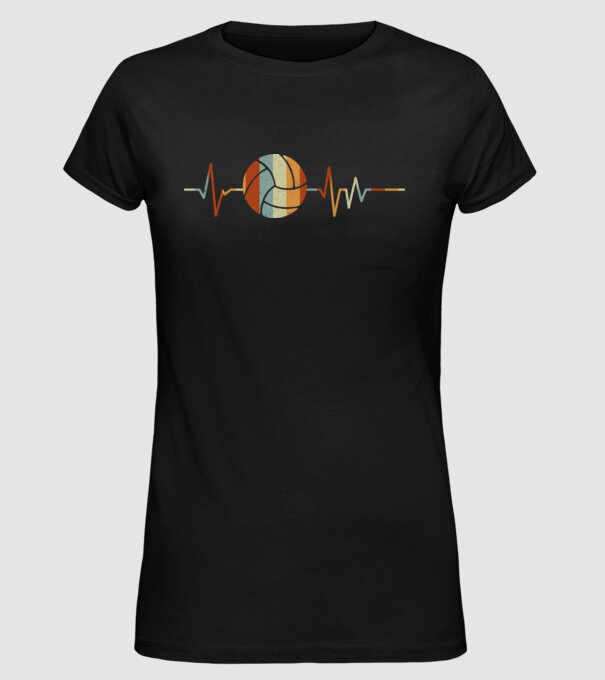 Volleyball heartbeat model negru pe tricou