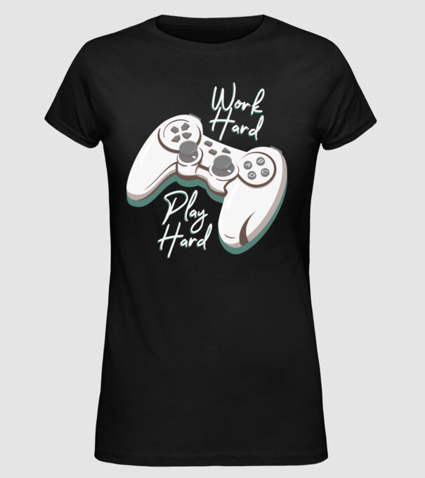 Work hard play hard model negru pe tricou
