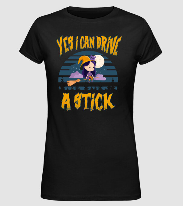 Yes, i can drive a stick model negru pe tricou