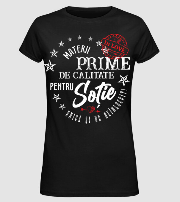 00_Materii prime de calitate pentru soție model negru pe tricou