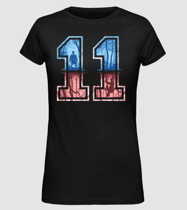 11 eleven stranger things model negru pe tricou