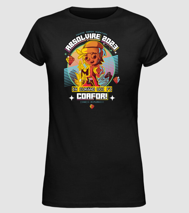 absolvire 2023 coafor model negru pe tricou