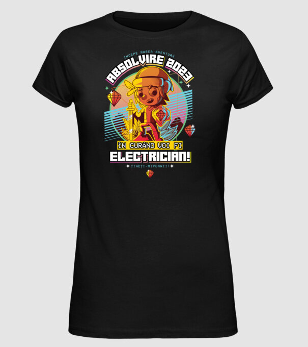 absolvire 2023 electrician model negru pe tricou
