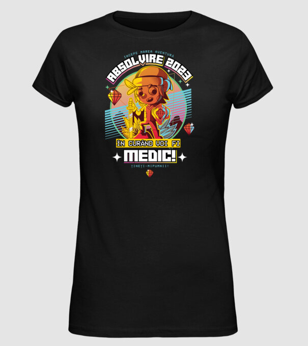 absolvire 2023 medic model negru pe tricou